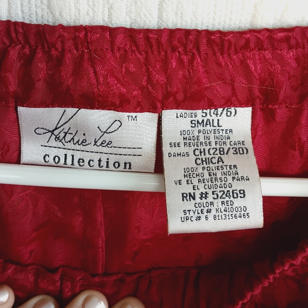 Kathie Lee Red Floral Satin Maxi Slip Skirt - Picture 6 of 12